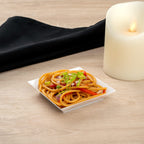 3.9 X 3.9 Inch Party Plates, 20 Disposable Appetizer Plates - Elegant, Square, White Plastic Serving Plates, Durable, For Weddin