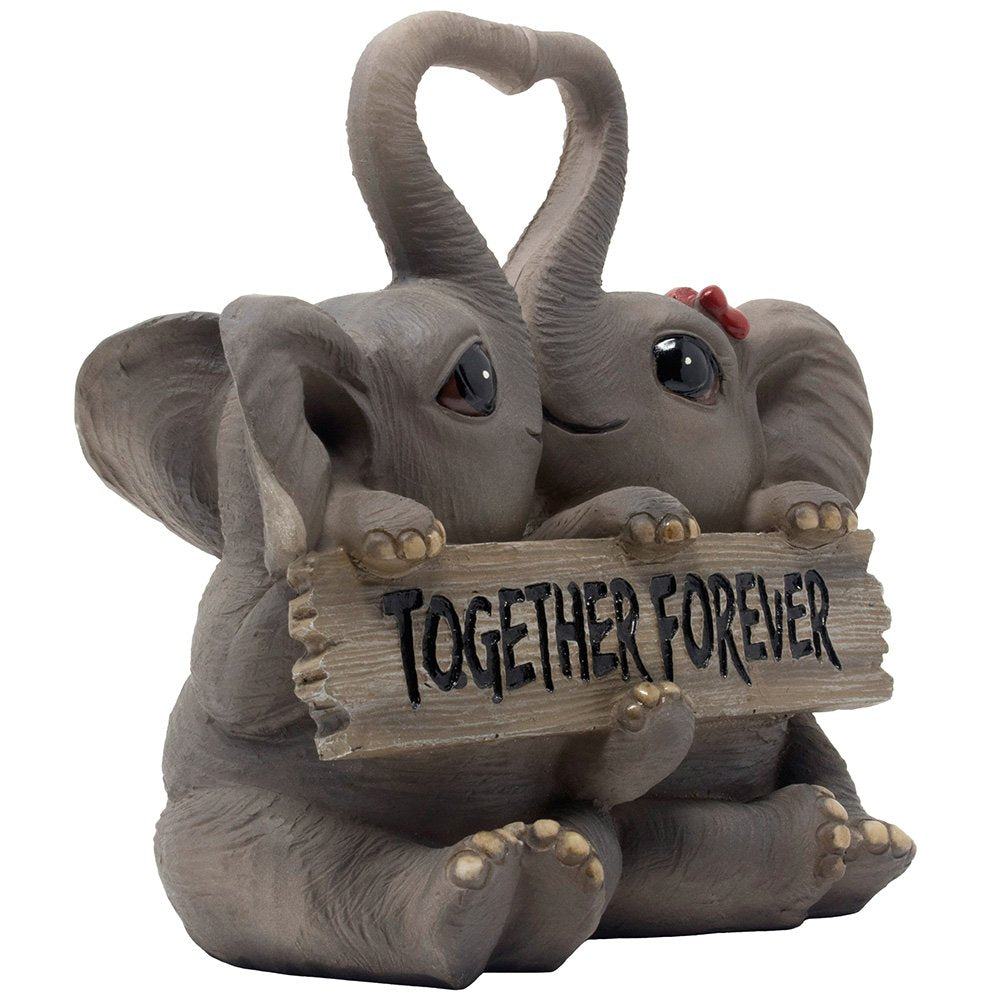 Loving Elephant Couple Figurine With Together Forever Sign And Heart Shape Trunks For Decorative Girls Bedroom Decor Statues Or