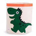 Collapsible Canvas Storage Basket or Bin Toy Organizer for Kids Playroom, Clothes, Children Books, Stuffed Animal (Green Dinosau