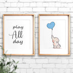 Iiiluyot Inspirational Elephant Decor, Baby Boy Nursery Wall Art Prints, Cute Elephant Nursery Wall, Dream Big Little One Decora