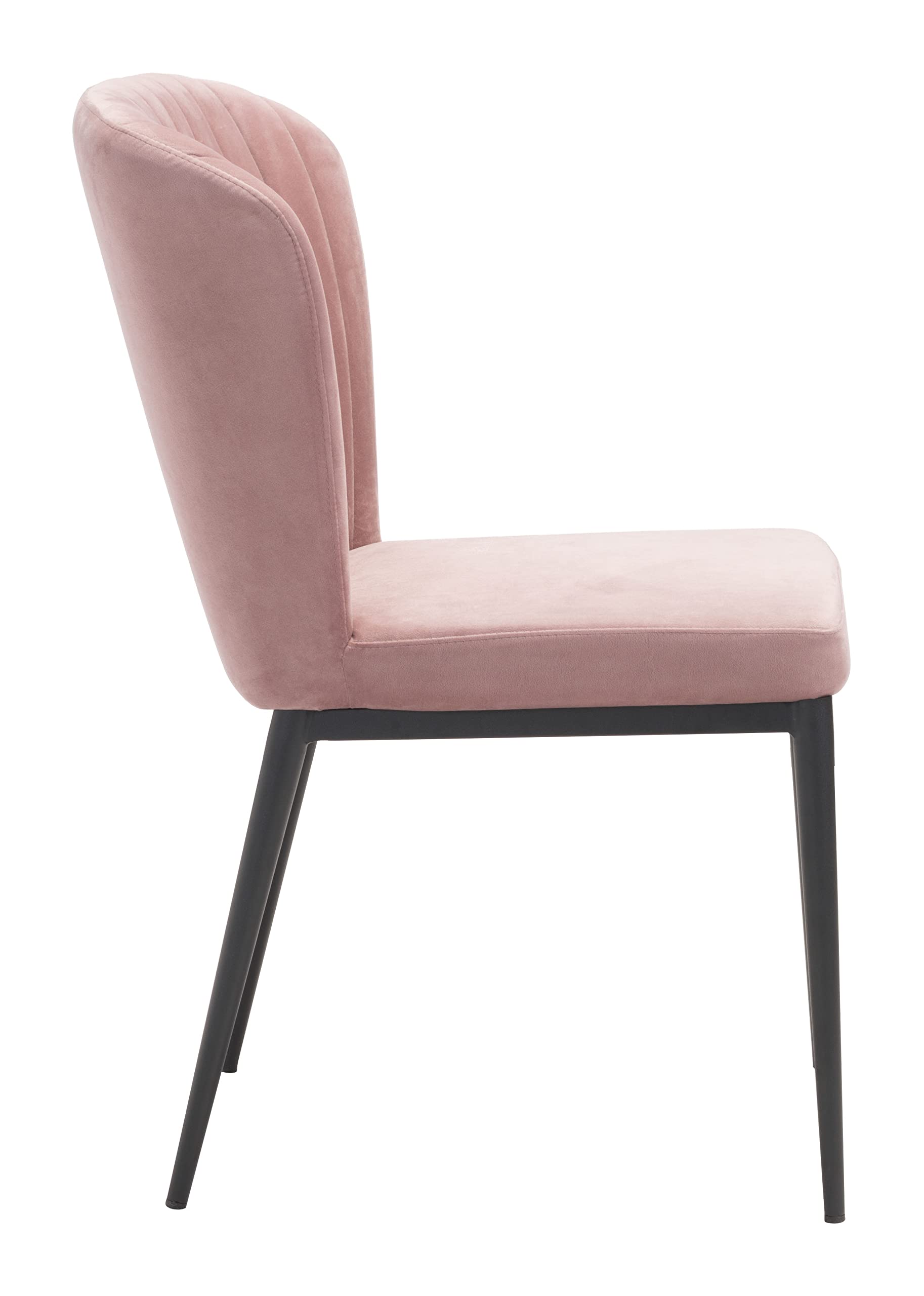 Zuo Modern Tolivere Dining Chair Set Steel, Foam, Velvet Fabric Pink, Black Indoor Weight Capacity 280 lbs Dimensions: 22.4&quot; W x 23.6&quot; D x 33.9&quot; H Pack of 2