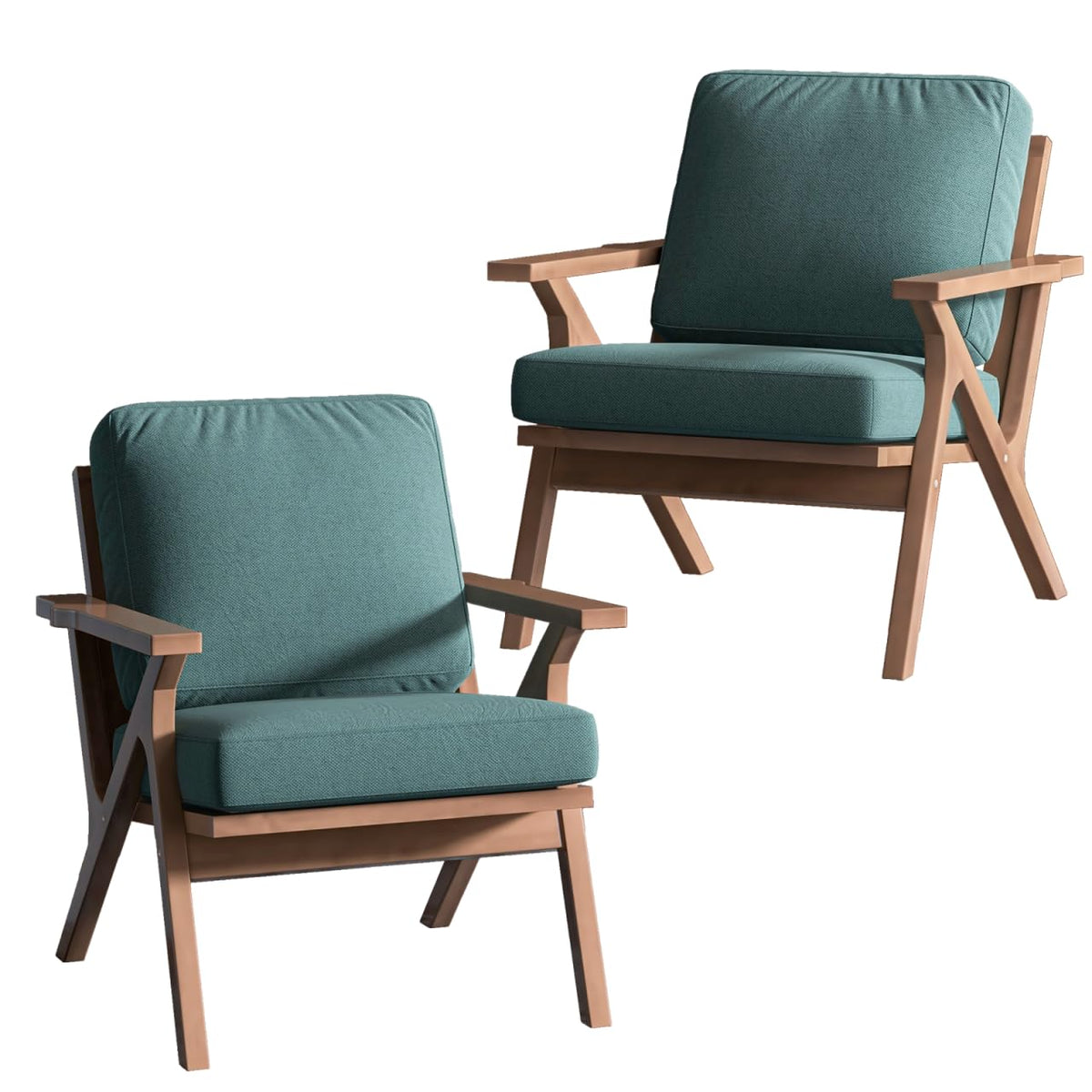 Bonzy Home Living Room Chairs Set Of 2,Fabric Mid Century Modern Comfy Accent Chair With Upholstered,Solid Wood Frame,Removable