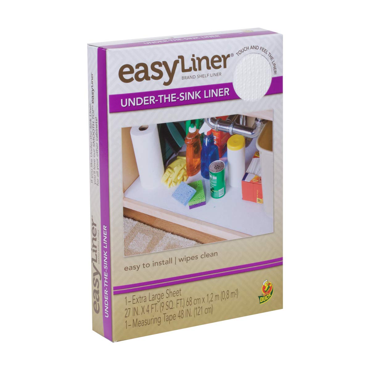 EasyLiner Smooth Top Under-the-Sink Shelf Liner Kit for Kitchen & Bathroom Cabinets, 27'' x 4 Ft, Easy to Install & Cut to Fit, 