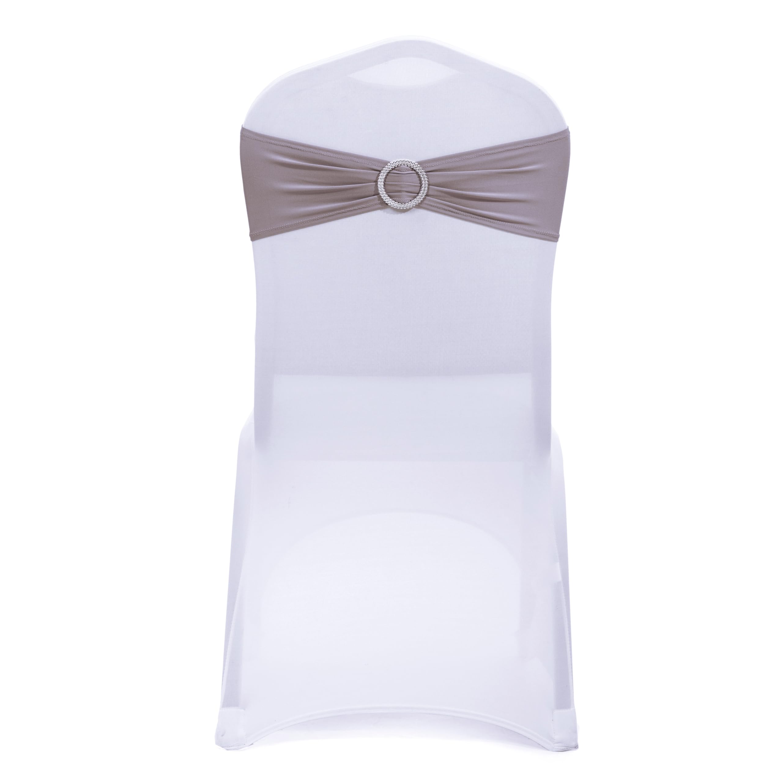 Mds Pack Of 50 Spandex Chair Sashes Bow Sash Elastic Chair Bands Ties With Buckle For Wedding And Events Decoration Spandex Slider Sashes Bow - Silver Gray