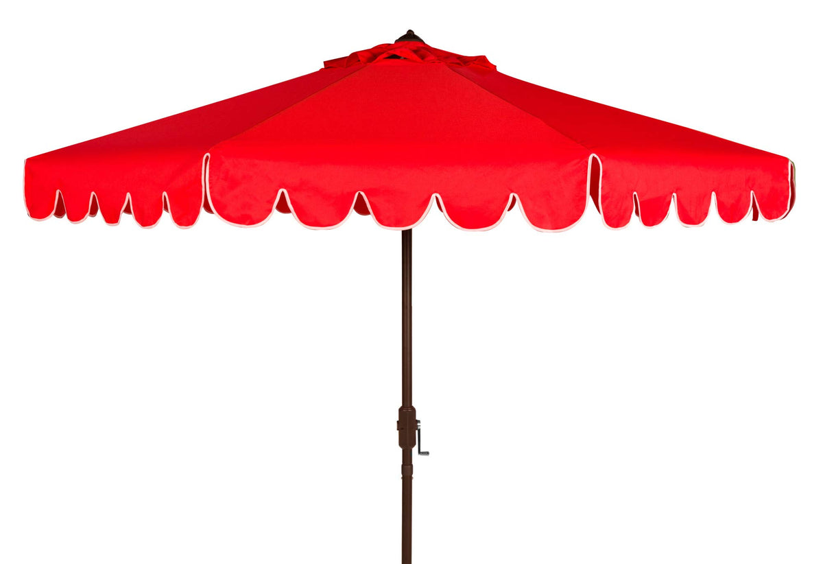 Safavieh Pat8010C Collection Venice Red And White Single Scallop 9Ft Crank Outdoor Push Button Tilt Umbrella