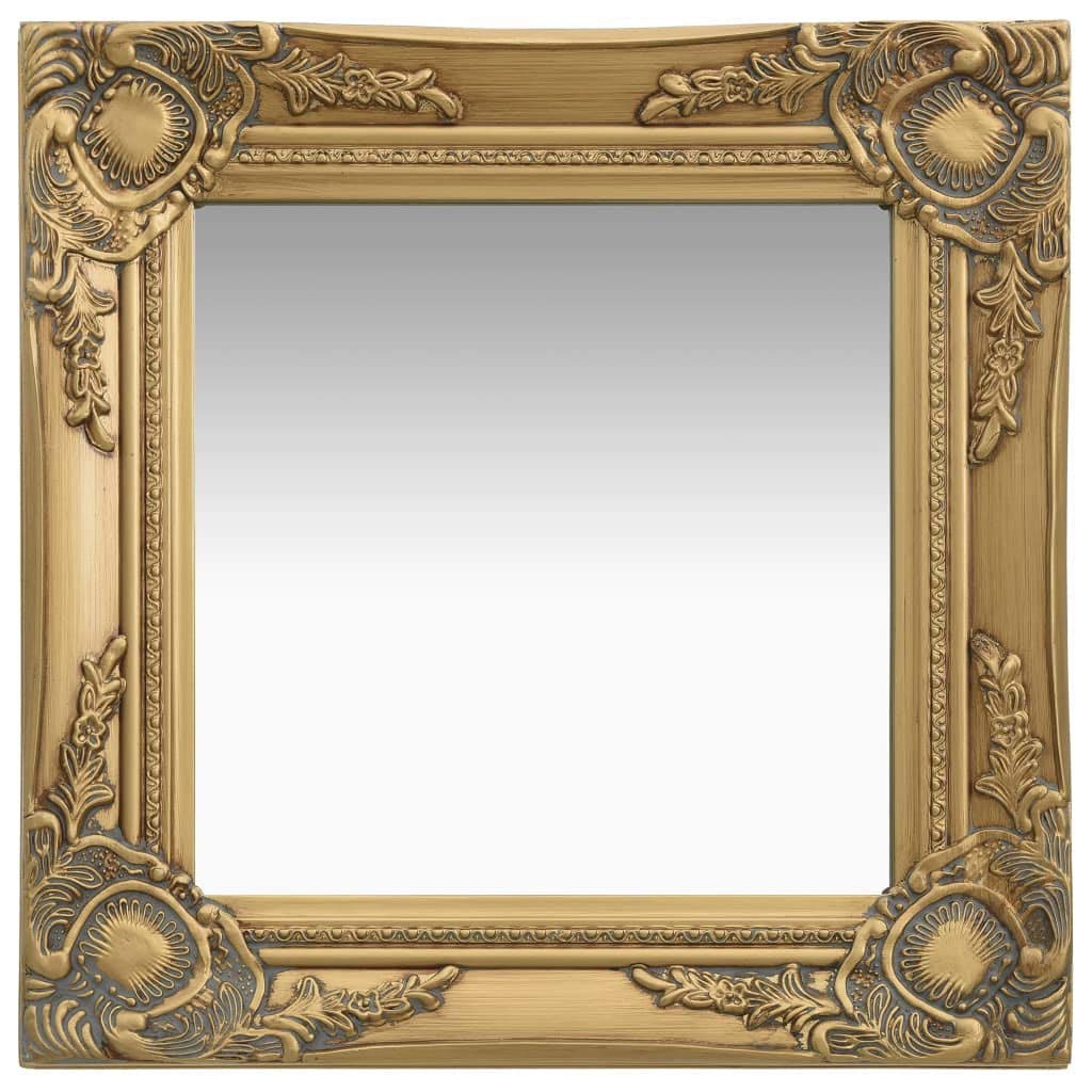vidaXL Wall Mirror Baroque Style Handing Mirror Bathroom Bedroom Garderobe Wardrobe Home Decor Antique Retro Vintage Style 15.7&quot;x15.7&quot; Gold