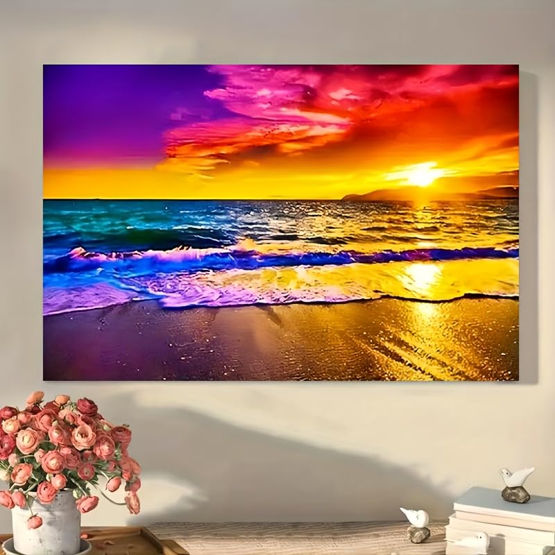 KACHI PENCIL Wooden Framed Canvas Painting, Gorgeous Seaside Scenery Art, Wall Art Prints With Frame, For Living Room&Bedroom, H