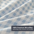 Nsnlgsgc Light Blue Gingham Twin Kids Sheet Set, Soft Brushed Microfiber Baby Blue Plaid Twin Bed Sheets, 3-Pieces Sheet Set Wit