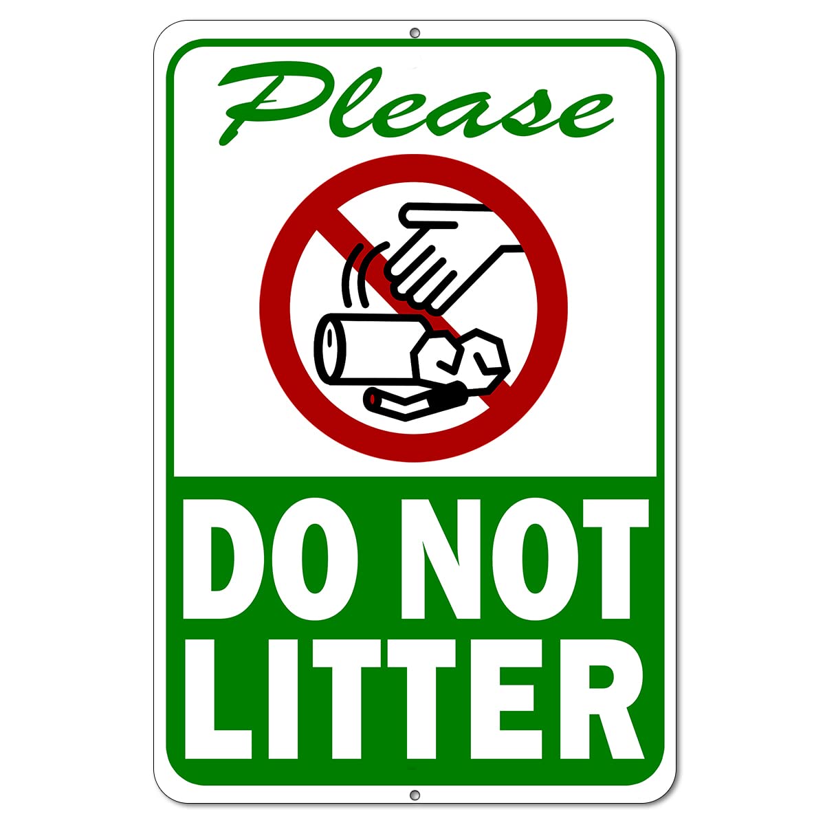 Please Do Not Litter Sign - 8 X 12 Aluminum Keep Off Grass Sign - No Littering Sign Outdoor - No Trash Sign - Stay Off Grass Sig