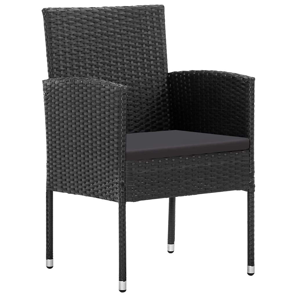 vidaXL Patio Dining Set 7 Piece Garden Outdoor Lawn Yard Terrace Balcony Backyard Table and Chair Seat Seating Furniture Poly Rattan Black