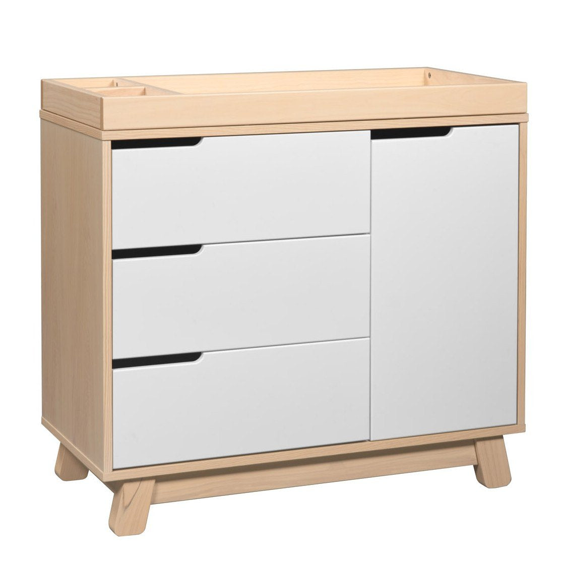 Babyletto Hudson 3-Drawer Changer Dresser with Removable Changing Tray in Washed Natural and White, Greenguard Gold Certified