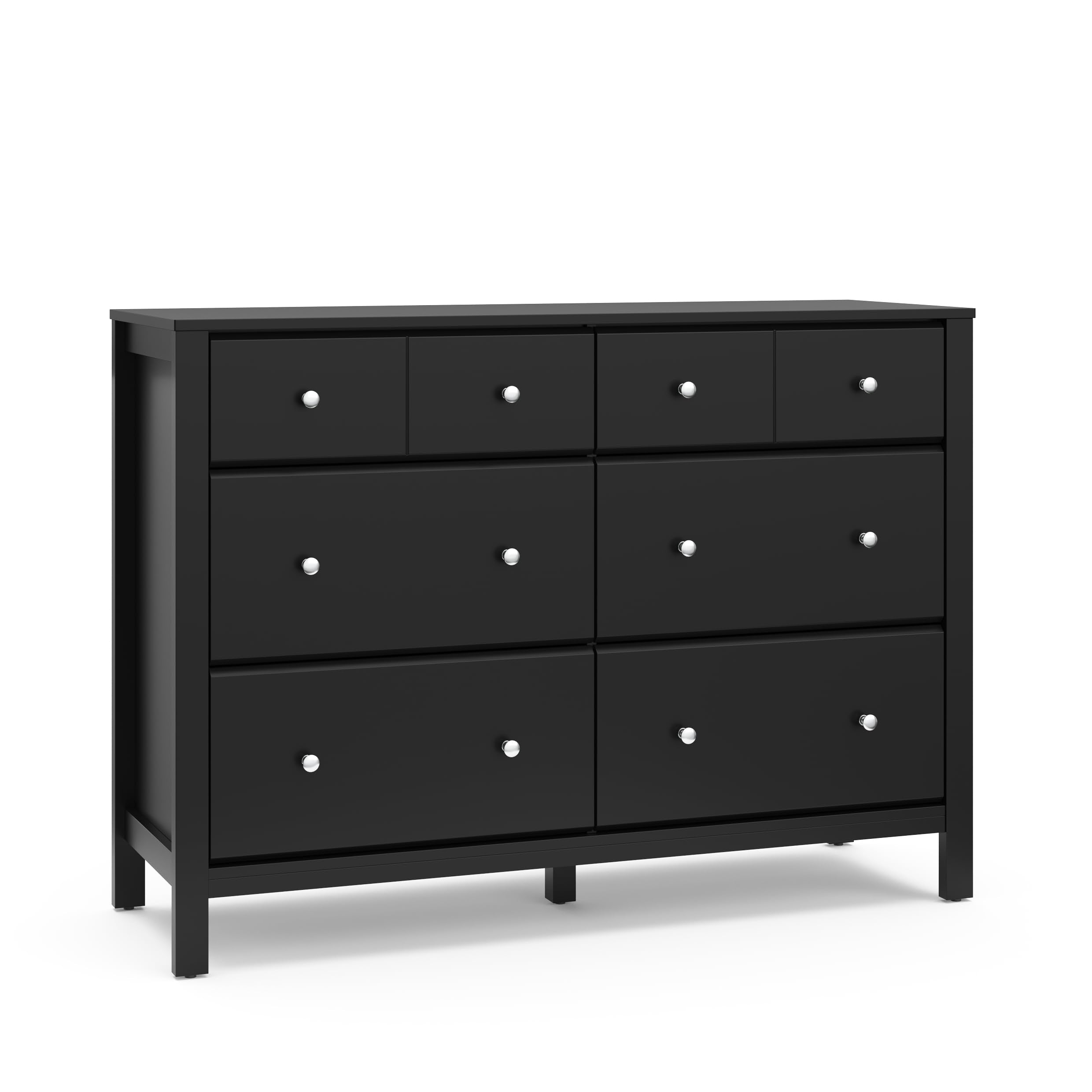 Storkcraft Horizon 6 Drawer Dresser (Black) - GREENGUARD Gold Certified Dresser for Nursery & Kids Room, Modern Storage with Int