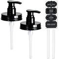Amolliar Plastic Mason Jar Soap Dispenser Lids(2) - Universal Pump Replacement for Regular Mouth Jar - Long Tubes & Cute Lables 