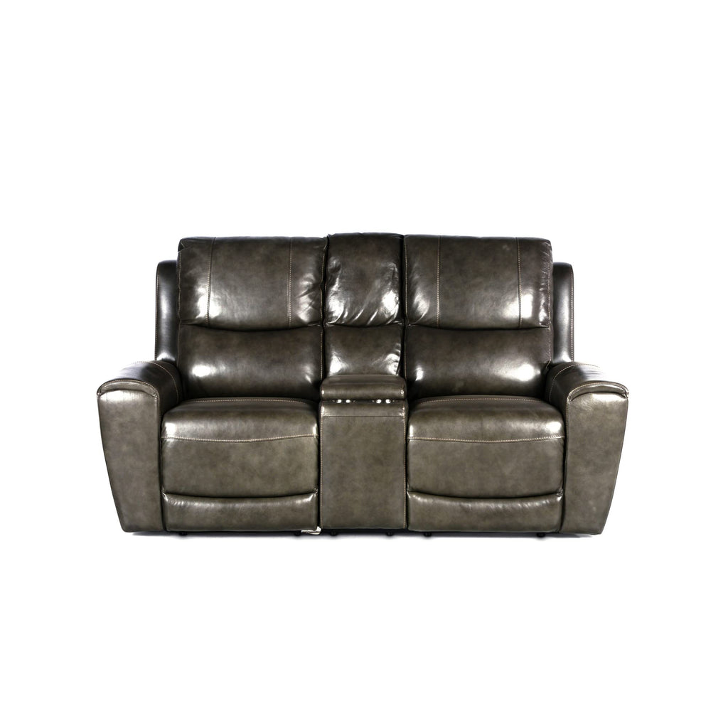 Steve Silver Laurel Leather Reclining Loveseat, Contemporary Styling, Power Articulating Headrest, Gray Love Seats