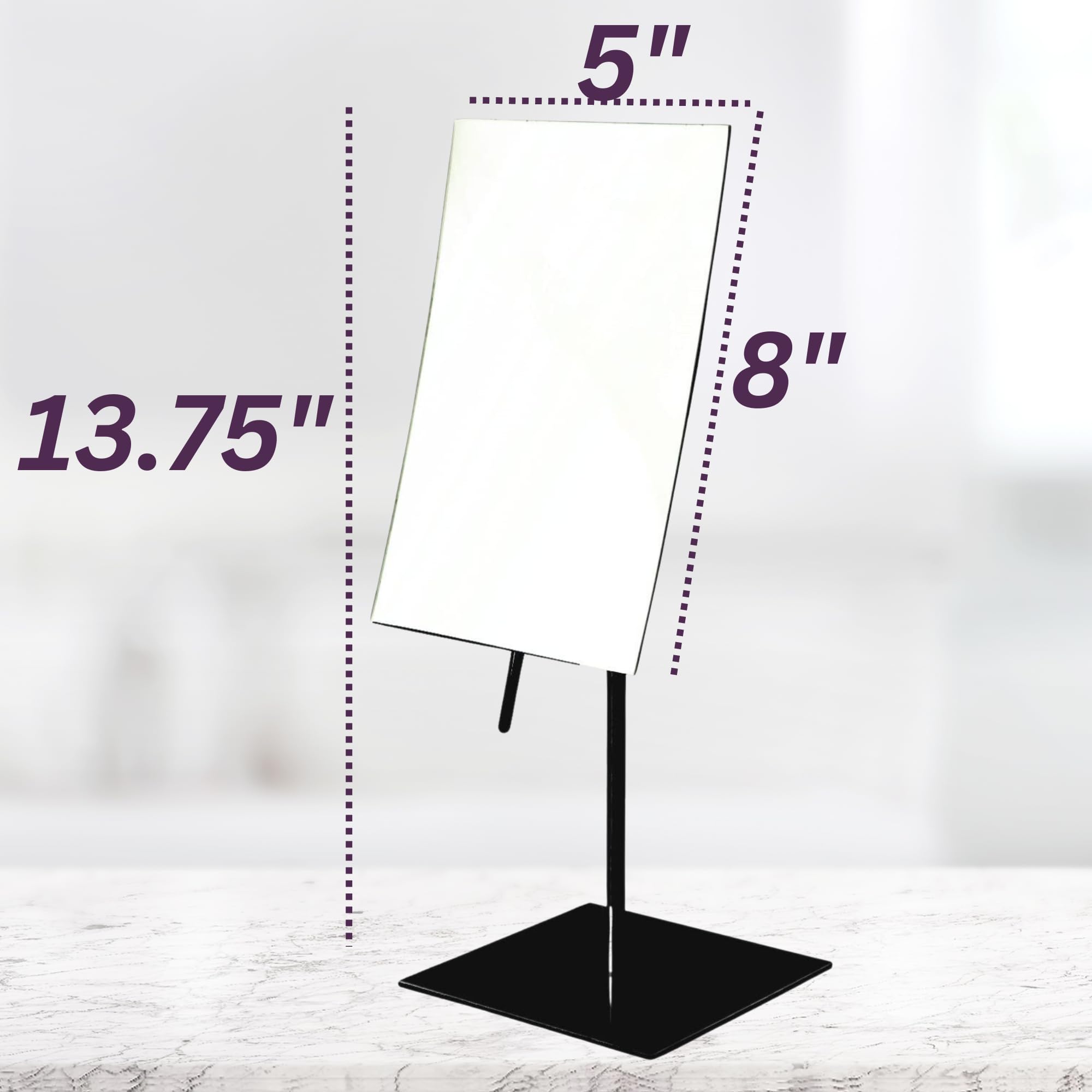 Jerdon Rectangular Tabletop Makeup Mirror - Makeup Mirror With 3X Magnification With Black Finish - 5-Inch By 8-Inch Vanity Mirr