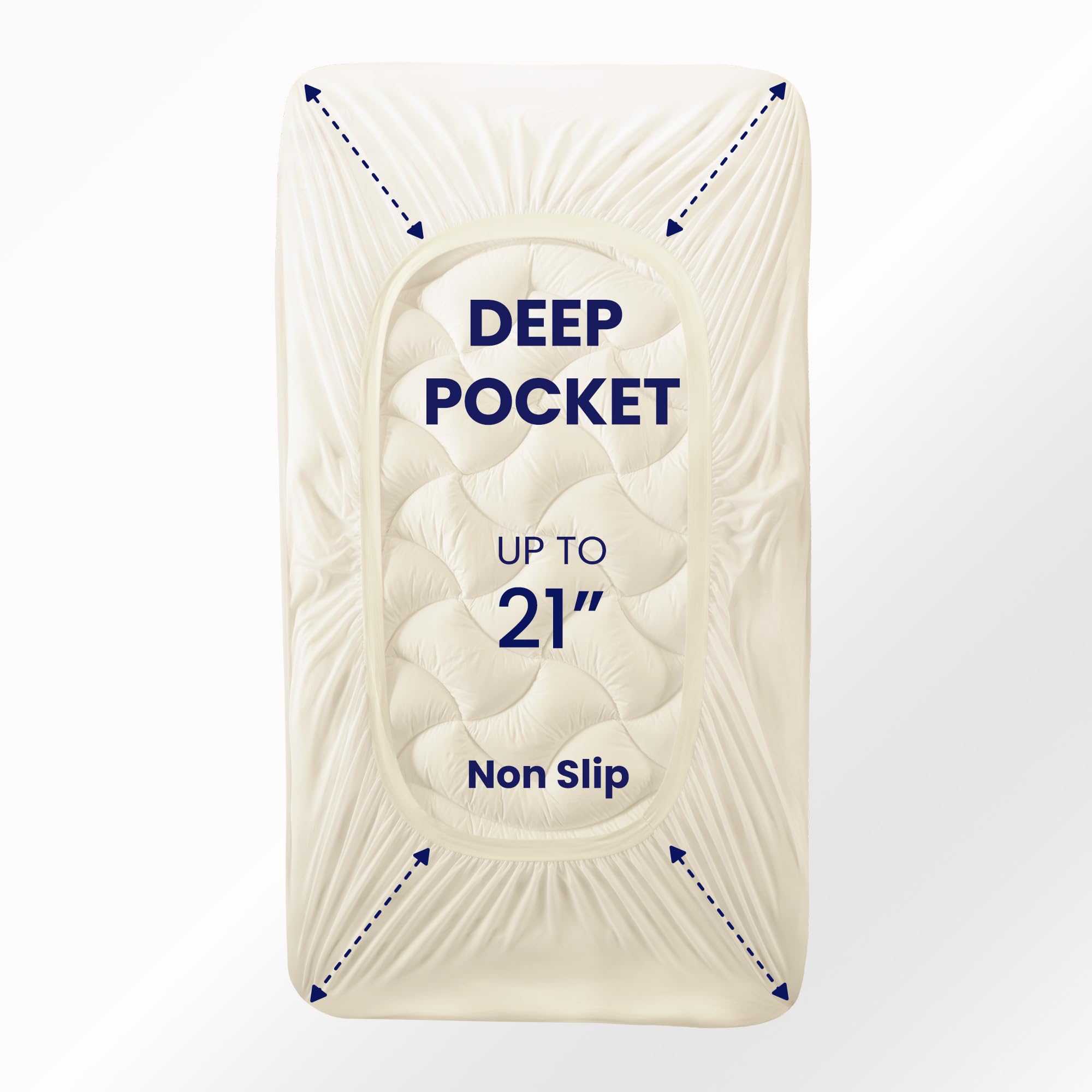 Sleep Zone Cooling Twin Mattress Topper For Single Bed, Premium Zoned Cool Mattress Pad Cover, Padded Mattress Protector Breathable Washable, Deep Pocket 8-21' (Beige, Twin)