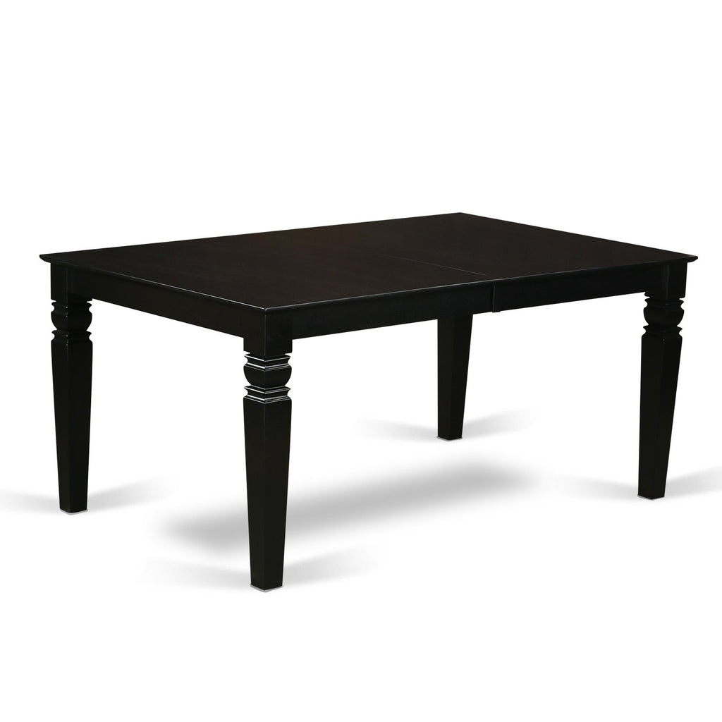 East West Furniture Lgab5-Blk-61 5 Piece Dinette Set Includes A Rectangle Dining Room Table With Butterfly Leaf And 4 Baked Bean Faux Leather Upholstered Chairs, 42X84 Inch, Black