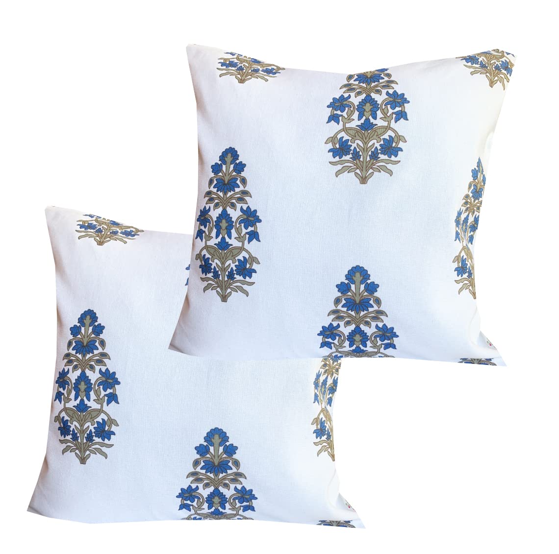 Pinkparrot Cotton Multi Colour Throw Pillow Covers/Cushion Covers (16X16 Inches)  Set Of 2 Pcs