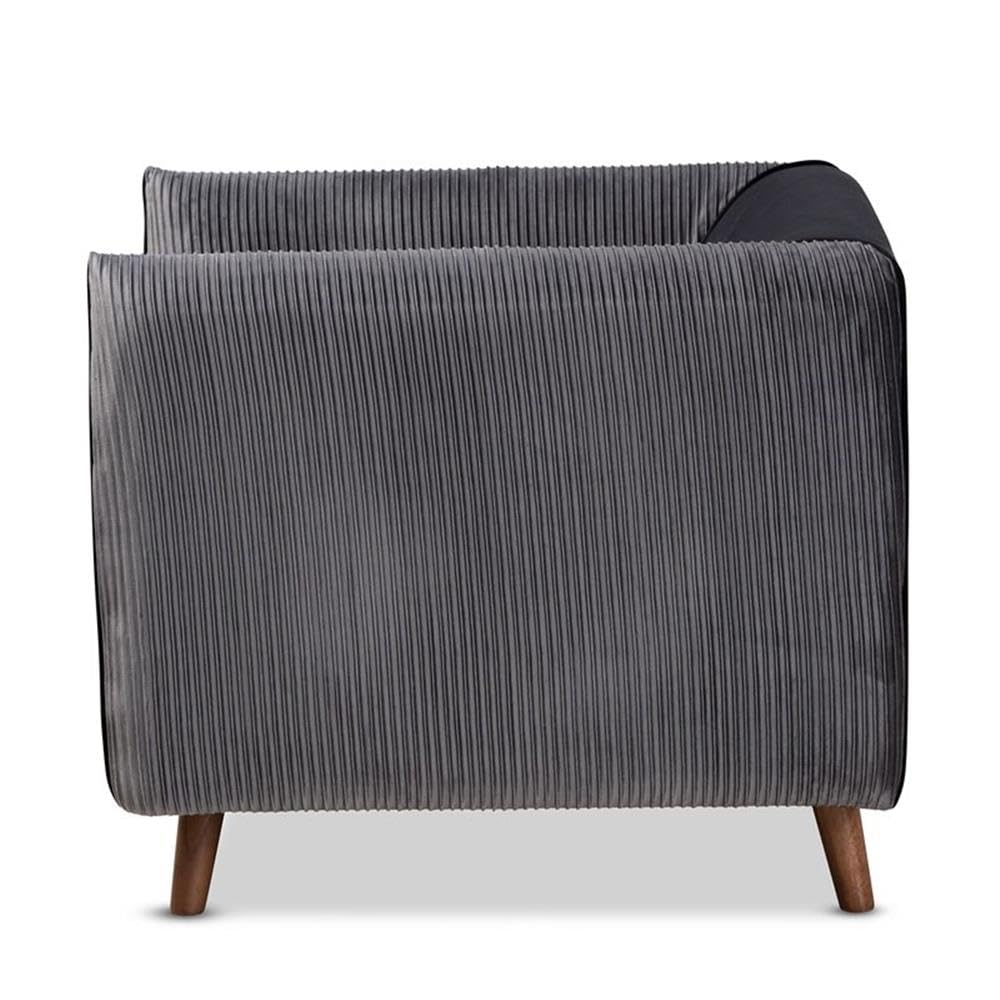 Baxton Studio Beacher Grey Walnut Finished Wood Armchair