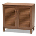 Baxton Studio Coolidge Modern and Contemporary Walnut Finished 4-Shelf Wood Shoe Storage Cabinet