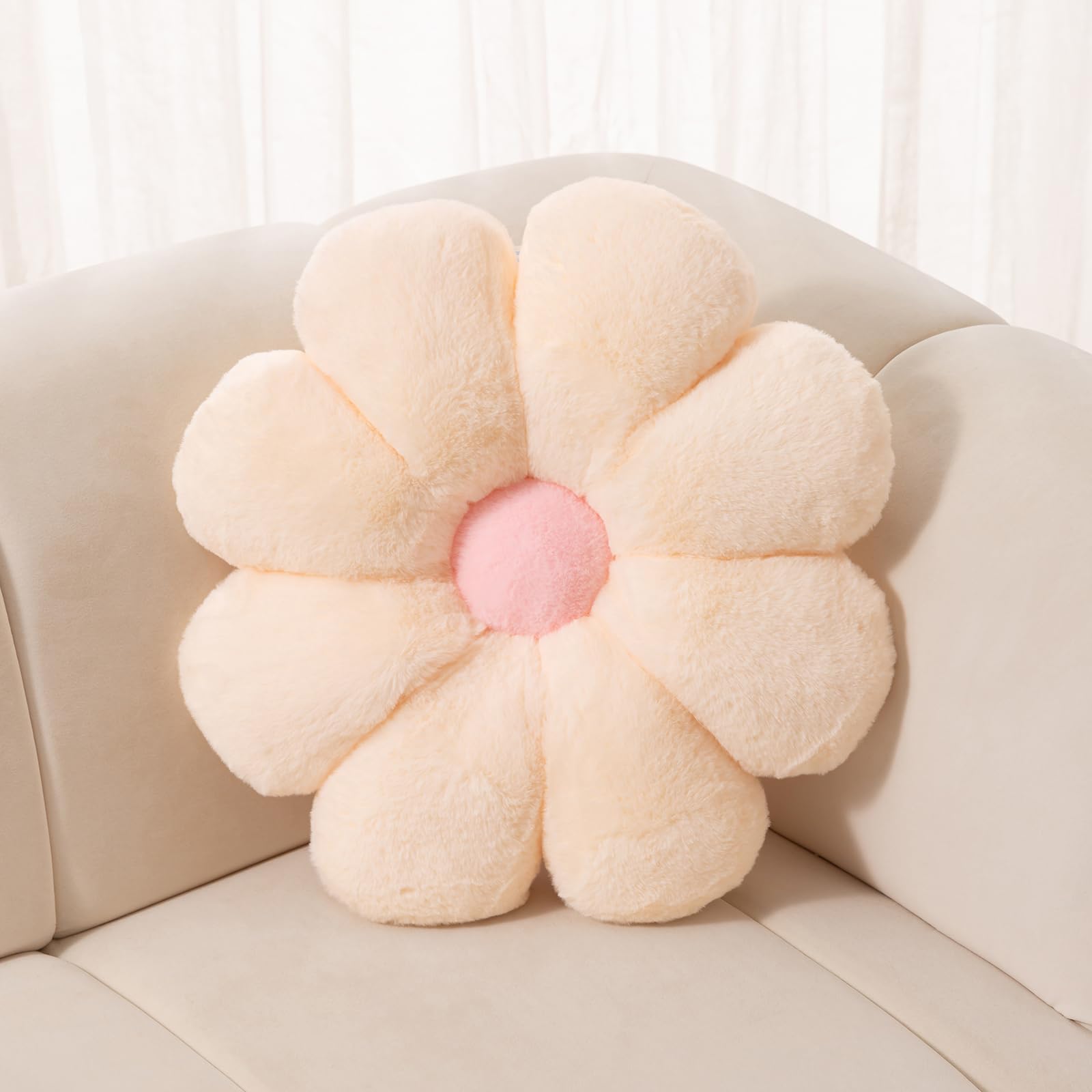 Fionout Flower Pillow Decorative Throw Pillows Soft Daisy Pillow 25.5In Flower Plush Pillow Floor Seating Custion For Reading Pi