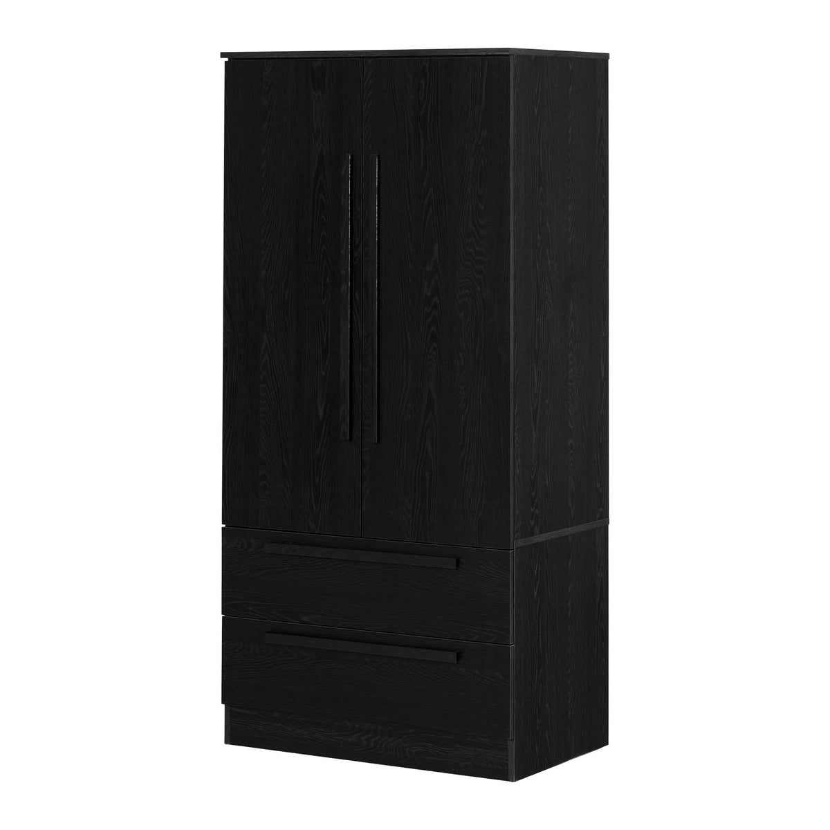 South Shore Furniture Haven 2-Door Armoire with Drawers, Black Oak