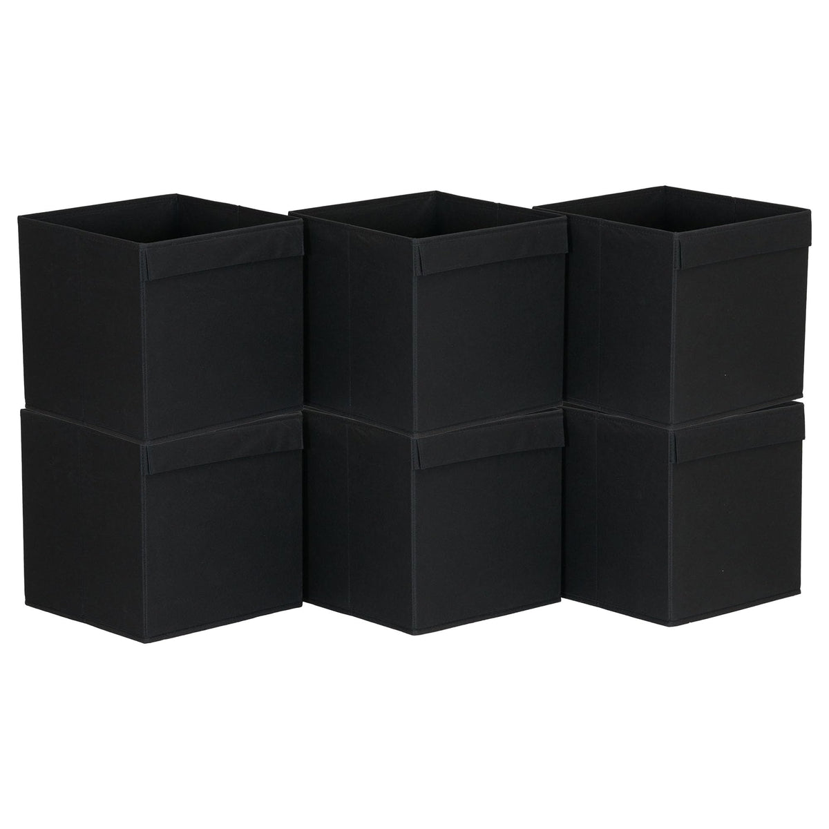 Household Essentials 86-1 Foldable Fabric Storage Bins | Set of 6 Cubby Cubes with Flap Handle, Black