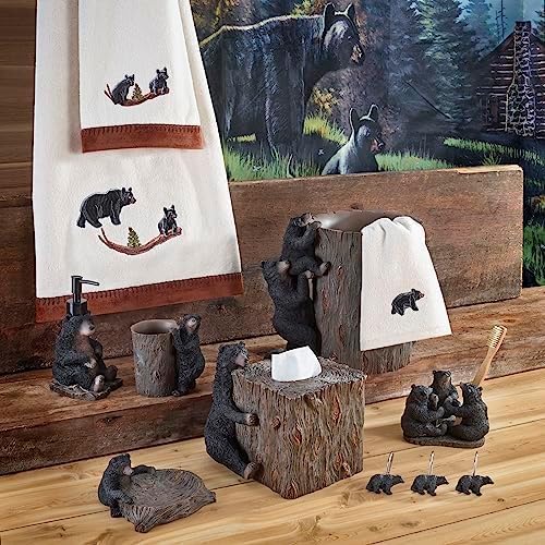 Avanti Linens- Shower Hooks, Animal Design Bathroom Decor, Set Of 12 (Black Bear Lodge Collection)