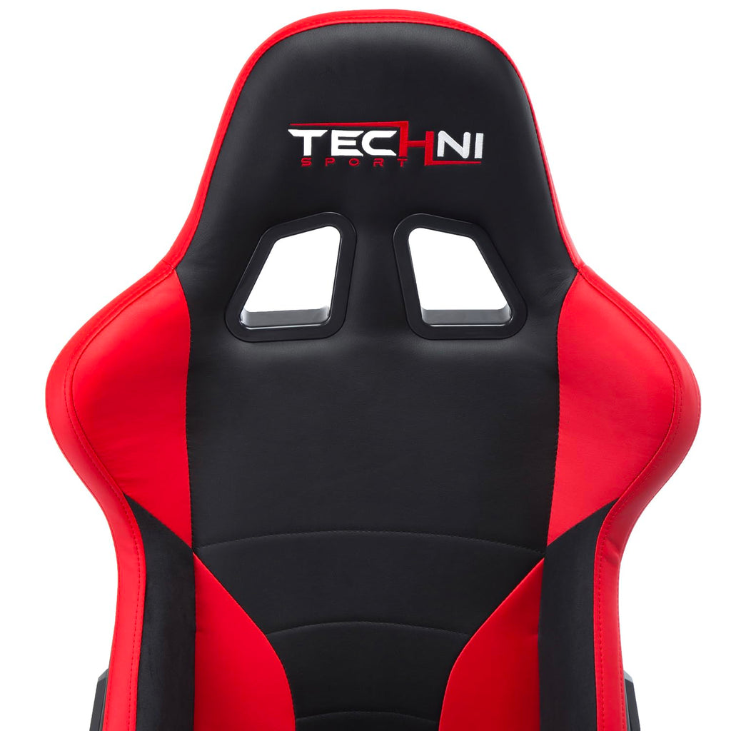 Techni Sport Pc Gaming Chair With Foam Seat And Padded Arms, Reclining Office Chair With Height And Tilt Adjustable, Red