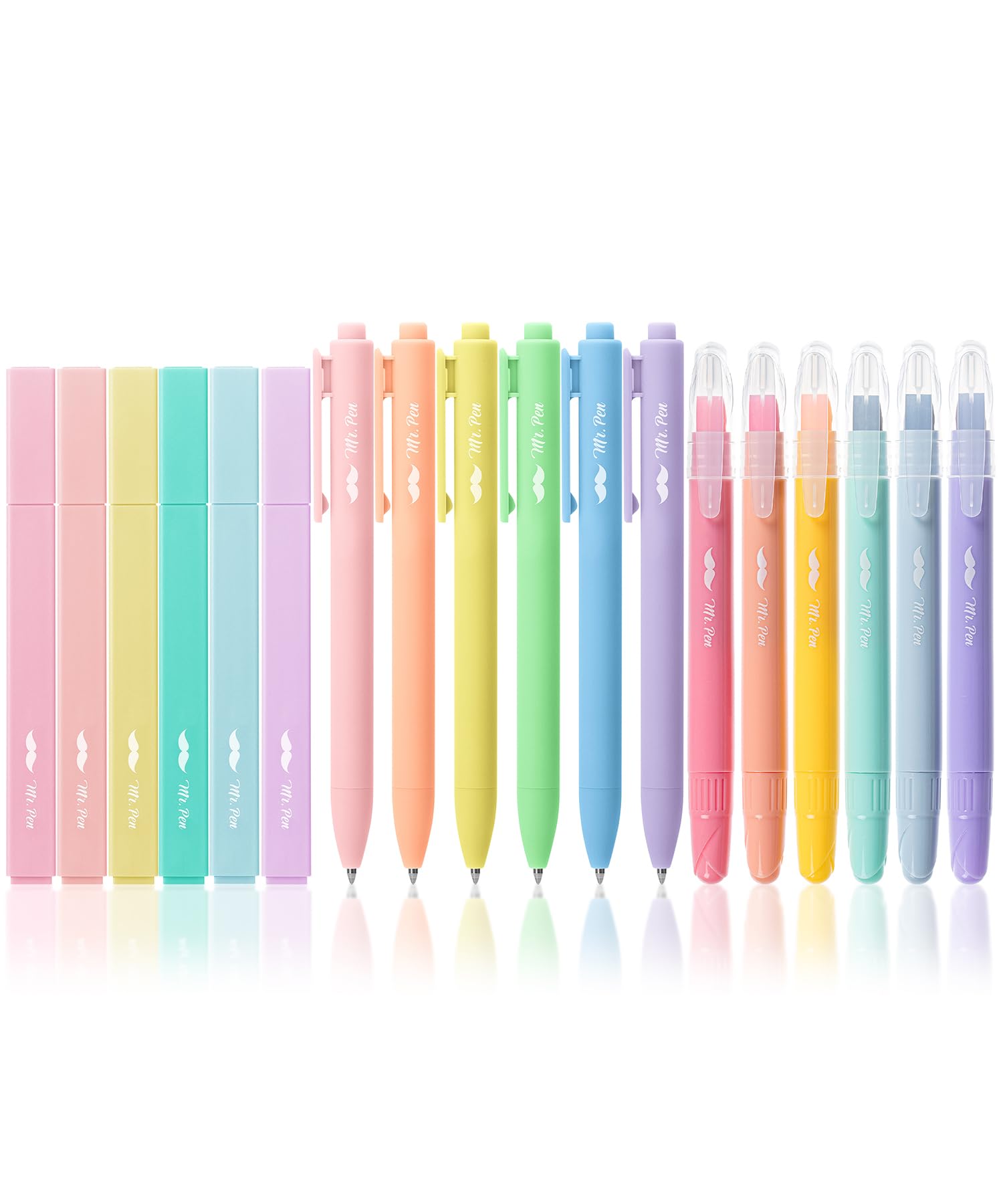 Mr. Pen- Aesthetic Highlighters And Gel Pens, 18 Pack, Gel Highlighters For Bibles, Pastel Color Highlighters, Assorted Color Ge