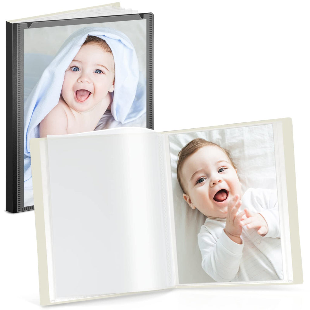 CRANBURY Small Photo Album 5x7 (Black) - 2-Pack Plastic Photo Book, Each Shows 48 Pictures, Mini Picture Binder with Customizabl