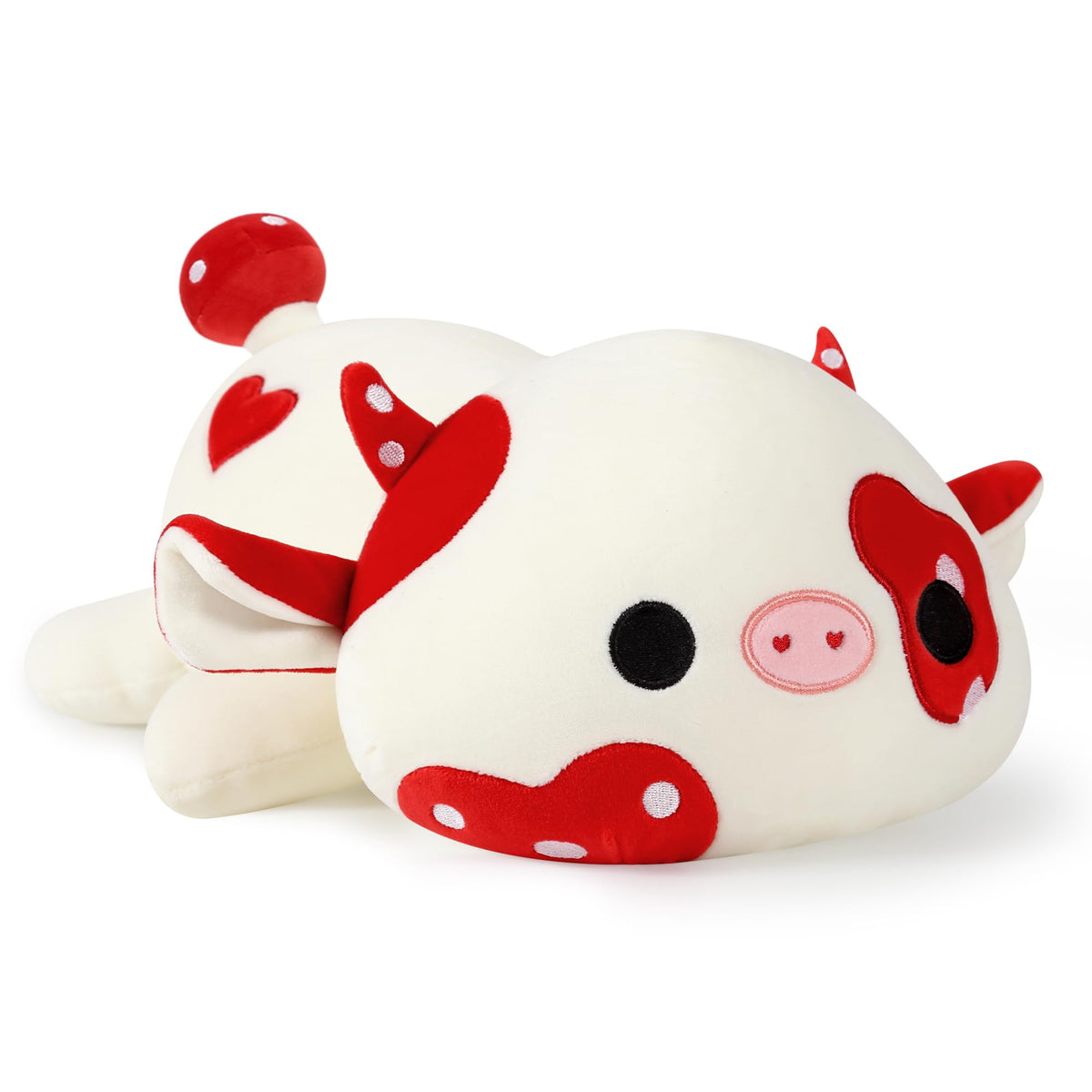 Onsoyours Cute Cow Plushie, Soft Stuffed Mushroom Love Cow Squishy Plush Animal Toy Pillow Gift For Kids (Red Mushroom Cow, 12 '