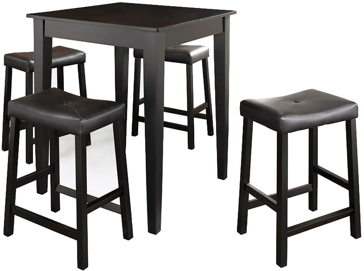 Crosley Furniture 5-Piece Bar Table With 2 School House Counter Height Bar Stools, Vintage Mahogany