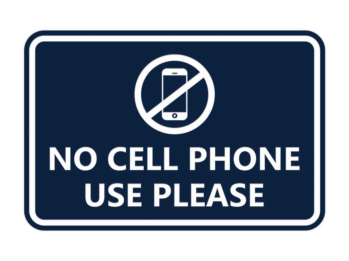 Signs Bylita Classic Framed No Cell Phone Use Please (Navy Blue/White) - Small 1 Pack