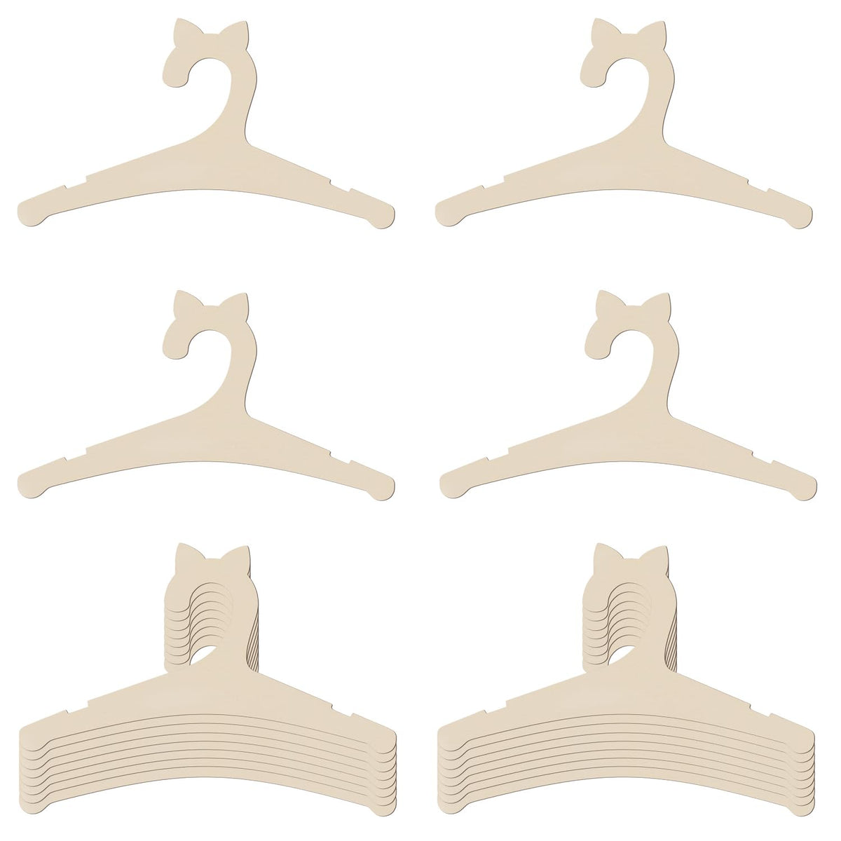 20 Pack Cat Ear Wooden Baby Hangers, Non Slip Toddler Hangers 8.9 Inch