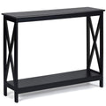 Multigot 2-Tier Console Table, X Shaped Metal Framed Side Desk, Space Saving MDF Table for Bedroom, Living Room, Foyer & Office,