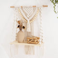 Daruh Craft Macrame Wall Hanging Shelf Handmade Floating Boho Decor Shelf Wooden Dowel And Beads With Braided Design For Display