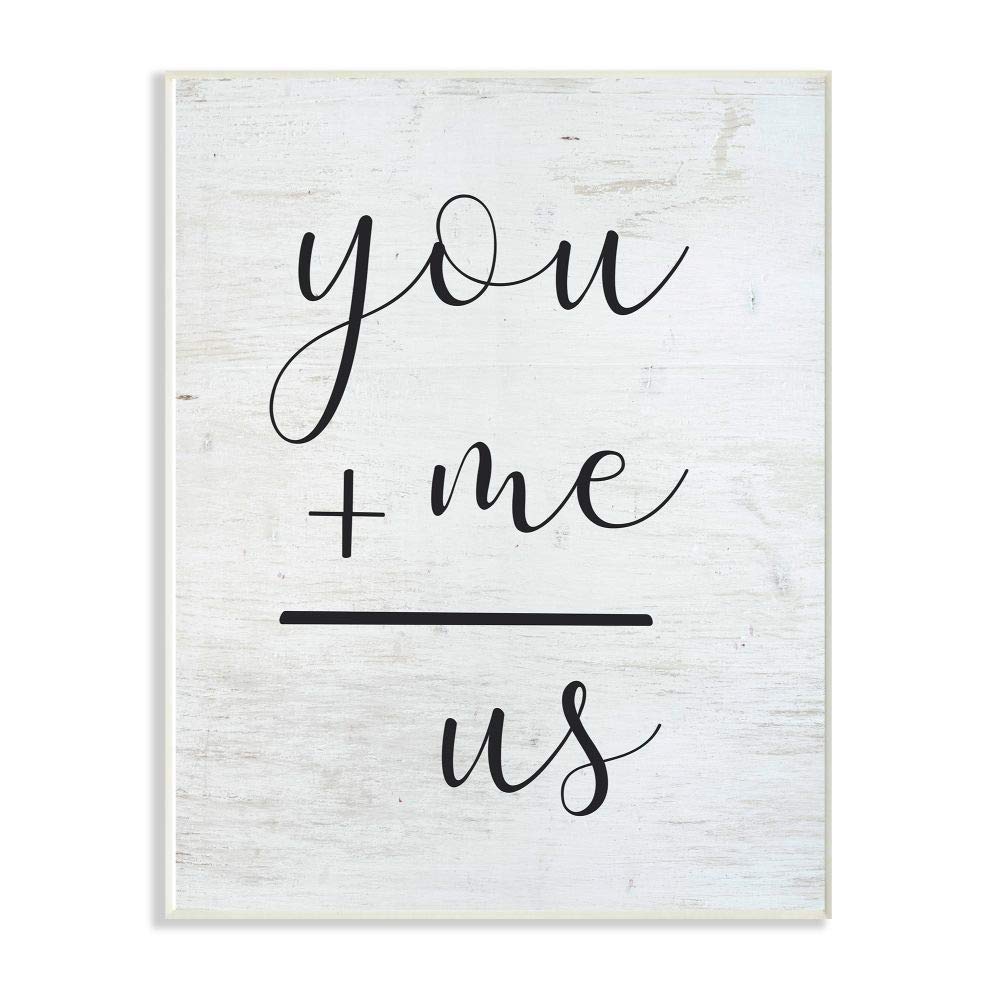 Stupell Industries You Plus Me Home Family Inspirational Word On Wood Texture Design Wall Plaque, 12 x 18, Multi-Color