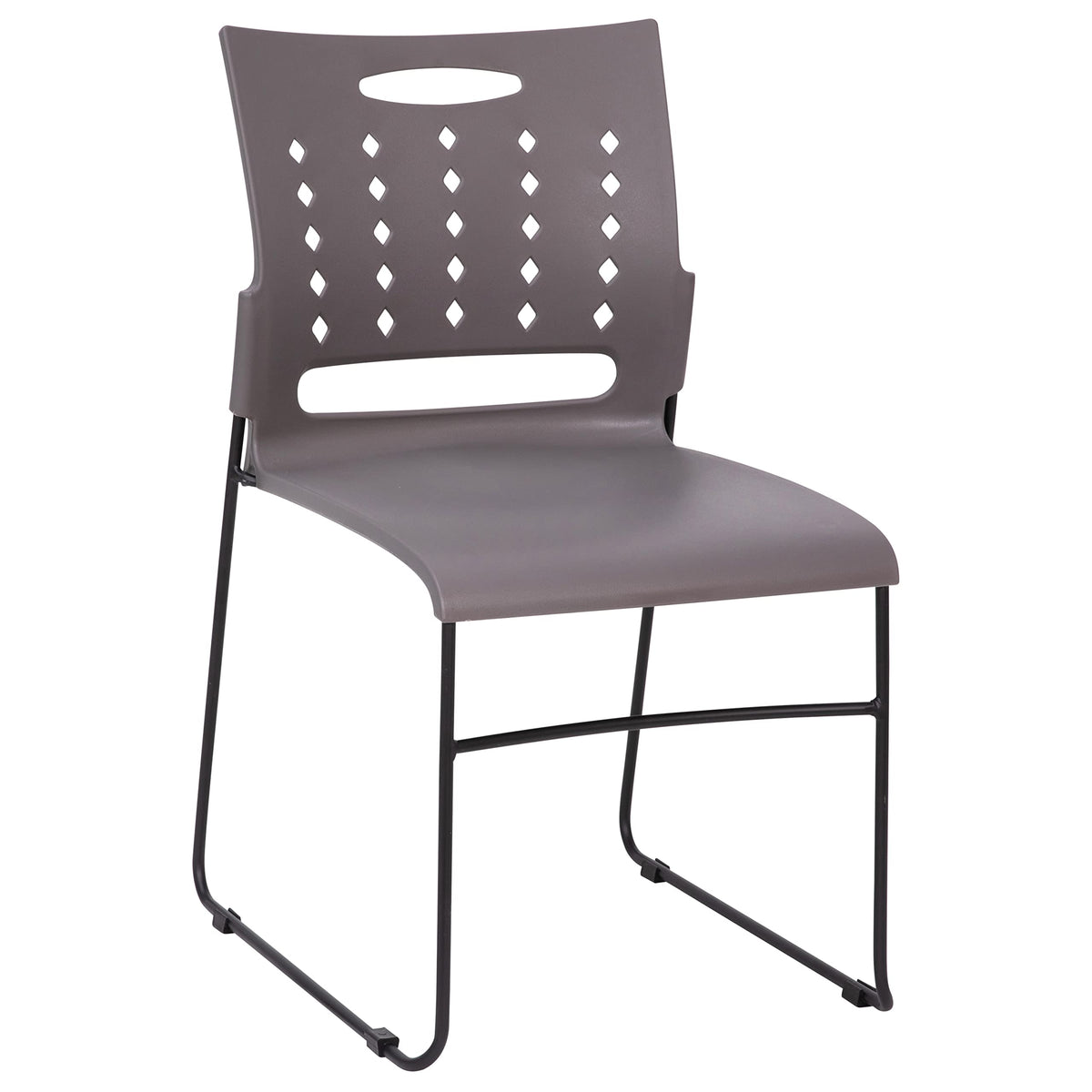 Flash Furniture Hercules Series 881 Lb. Capacity Gray Sled Base Stack Chair With Air-Vent Back