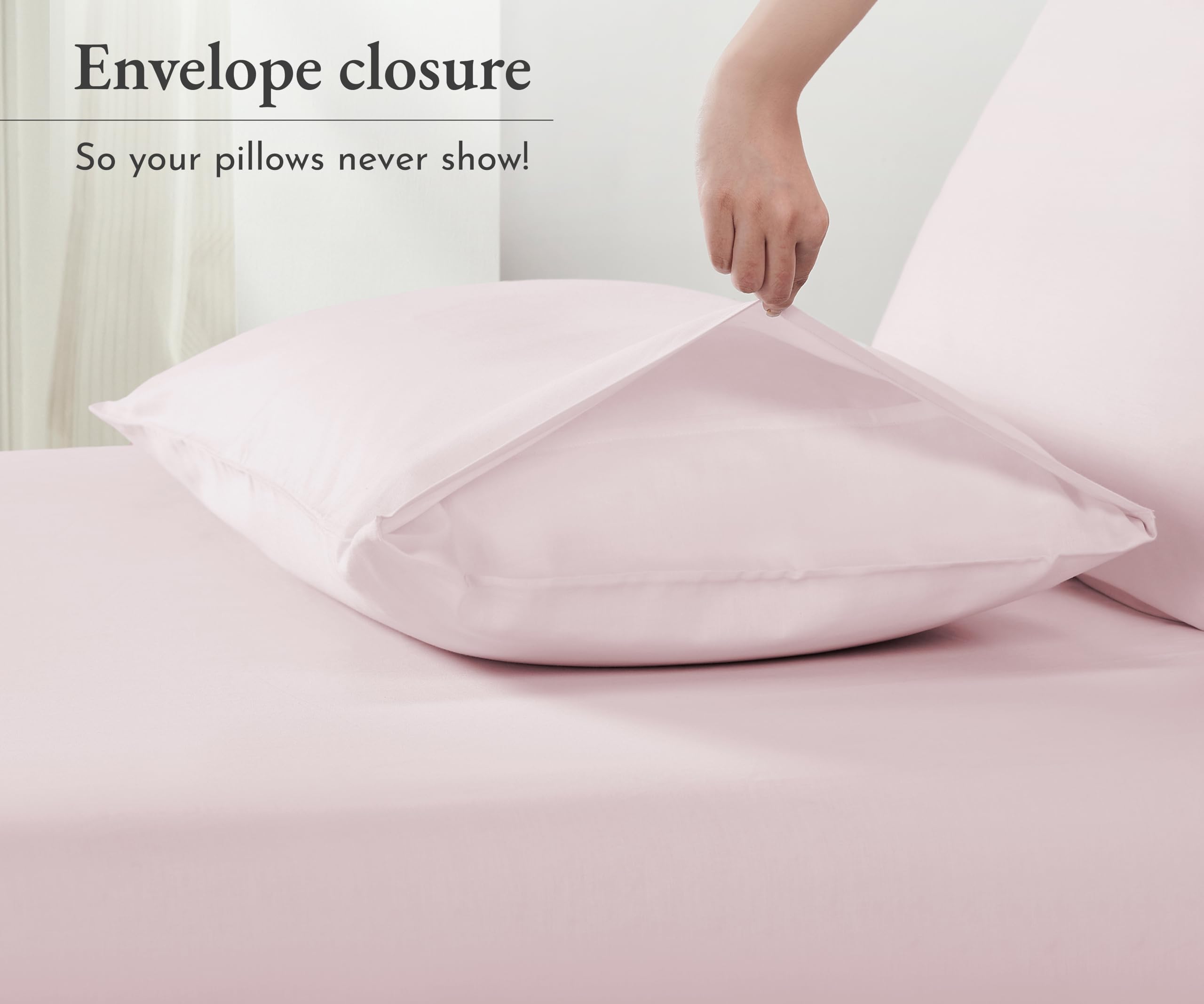 California Design Den 100% Cotton Pillowcases Standard/Queen Size Pillowcases - Set Of 2 Soft & Cooling Sateen Weave Cases, For Queen And Standard Size Pillows - Pink
