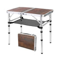 Yihuiko Small Folding Table, 3 Adjustable Heights Foldable Table, Camping Table, Outdoor Folding Table With Storage Mesh Layer, Portable Table For Bbq, Patio, Garden And Indoor (Brown)