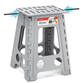 Acstep Folding Step Stool 17.5 Inch Heavy Duty Step Stool Foldable For Adults And Kids, Collapsible Stepping Stool With Handle, Non Slip Folding Stools For Kitchen Hold Up To 400Lbs (Grey 1Pc)