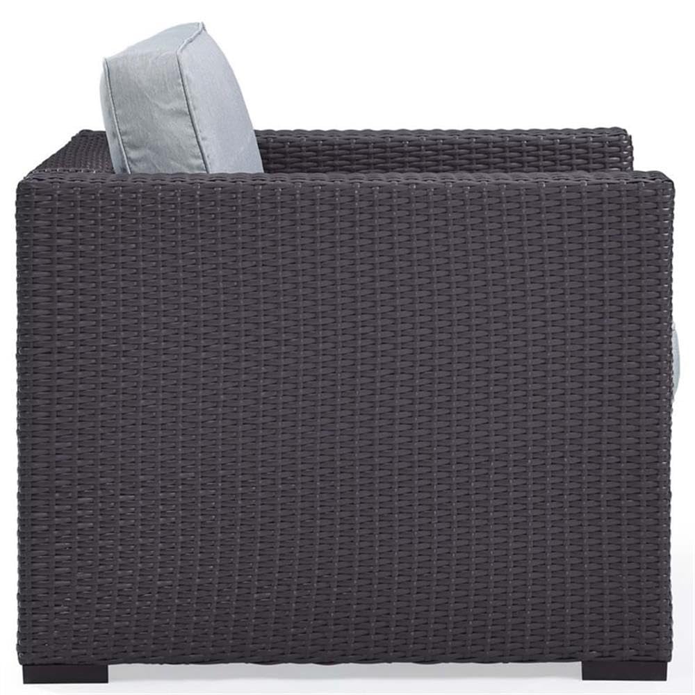 Crosley Furniture Biscayne Outdoor Chair, Wicker Patio Chairs for Porch, Deck, Balcony, Backyard, Brown with Mist Cushions