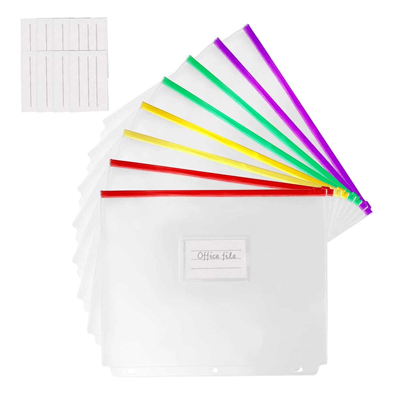 Yoeejob 8 Packs 3-Hole Clear Zipper Binder Pockets, Binder Insert Pages With Card Slots Suitable For School Or Office To Organiz