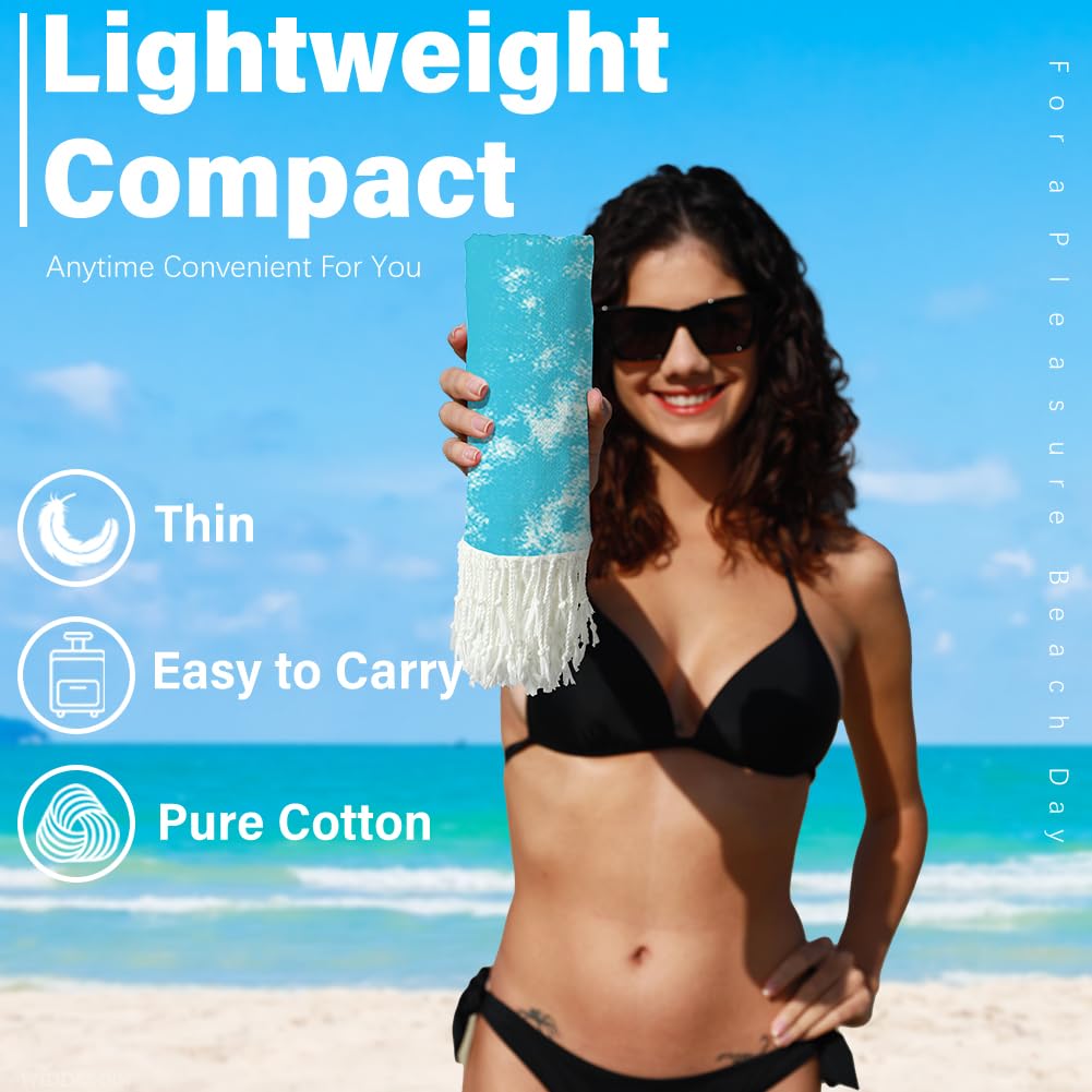 2 Pack Turkish Beach Towel Quick Dry Absorbent Cotton Lightweight Thin Bathroom Bath Pool Swim Towels Extra Large Oversized Sand