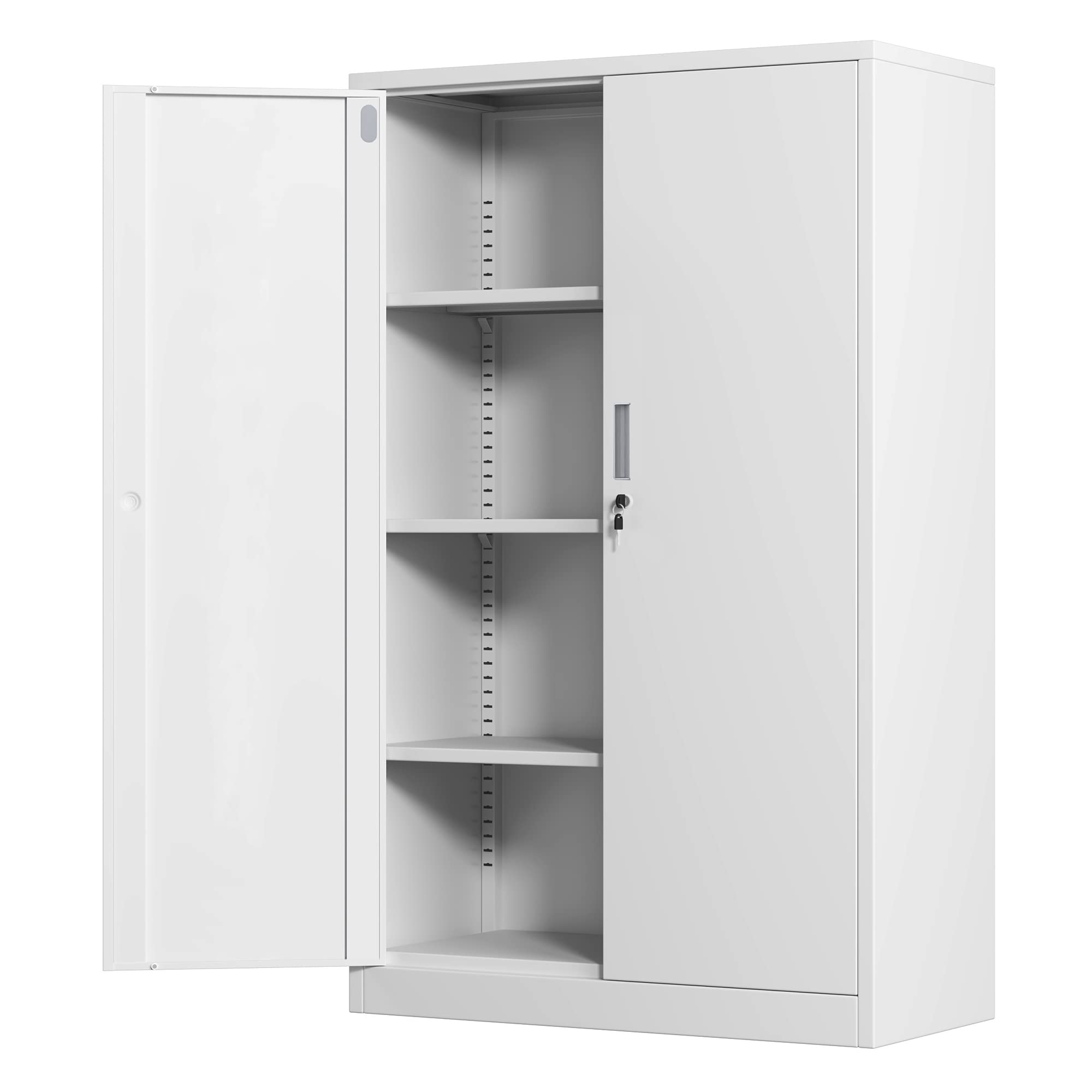 JINKUR Metal Storage Cabinet with Locking Doors and 3 Adjustable Shelves, 53.5-Inch Lockable Storage Cabinets for Home Office Ga