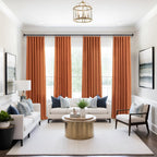 Mrs.Naturall 52X45 Inches Burnt Orange Linen Curtains Long For Living Room Rod Pocket Bedroom Drapes Light Filtering Semi Sheer