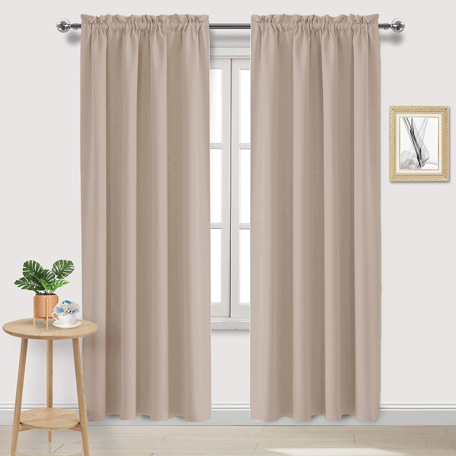 Dwcn Blackout Curtains For Living Room Thermal Insulated, Energy Saving & Noise Reducing Bedroom Curtains, Camel, W 52X L 84 Inc