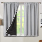 Bgment Light Grey Blackout Curtains For Bedroom 45 Inch Length, Rod Pocket 100% Blackout Curtains With Thermal Liner Darkening Curtains For Living Room, Each Window Curtains 2 Panels, 42 X 45 Inch
