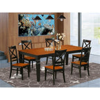 East West Furniture LGQU7-BCH-W Logan 7 Piece Room Set Consist of a Rectangle Kitchen Table with Butterfly Leaf and 6 Dining Chairs, 42x84 Inch, Black & Cherry